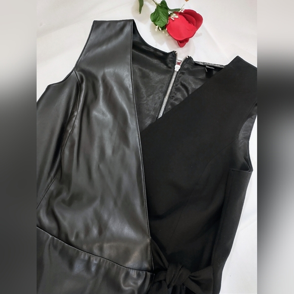 INC International Concepts Faux Leather Polyester Black Dress Size 12 - Picture 6 of 11